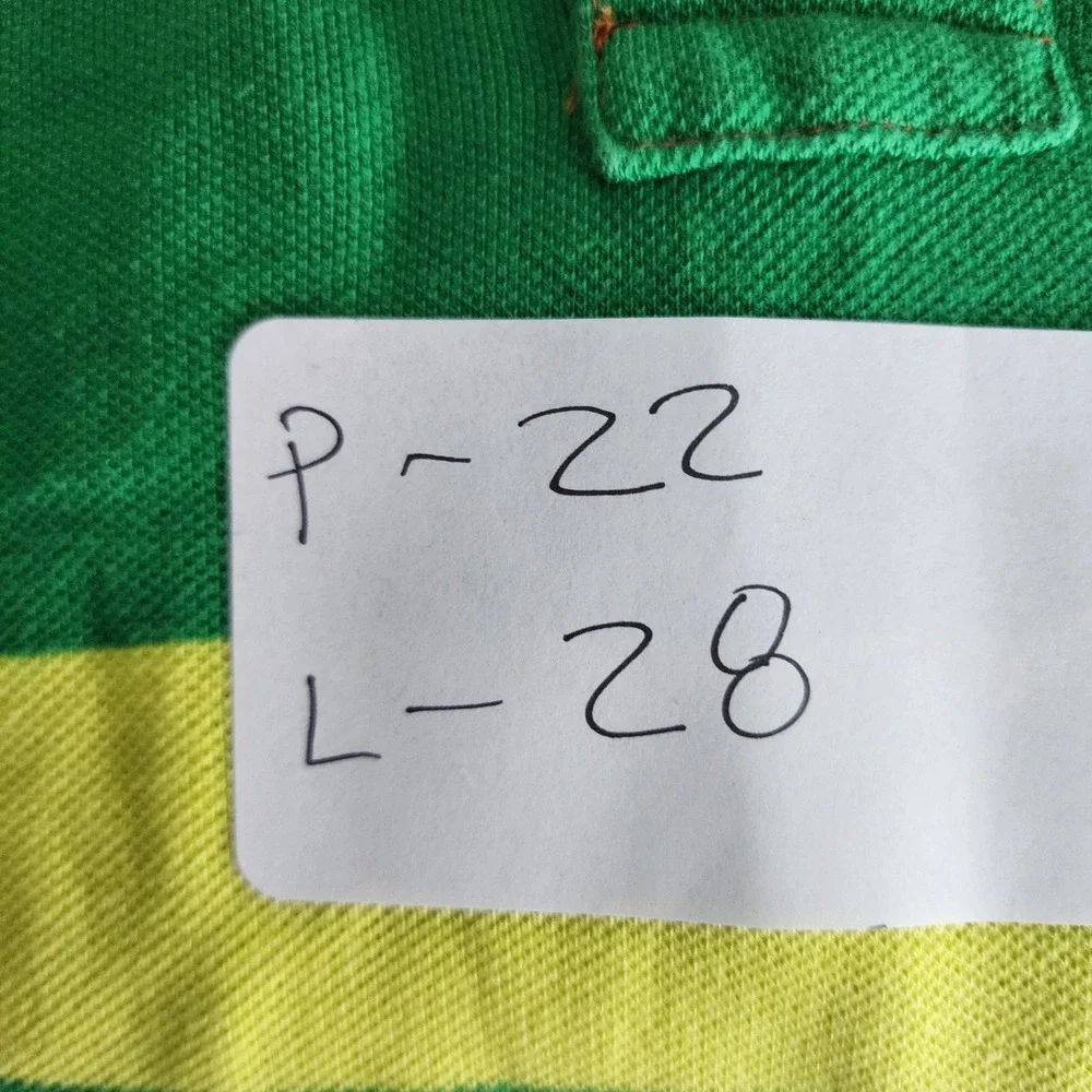 Polo Ralph Lauren Polo Shirt Men L Orange Green Navy Yellow Colorblock Pony